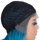 Designer Pick 12 Inch Long 5 Inch Lace Ombre Blue Color Synthetic Wig