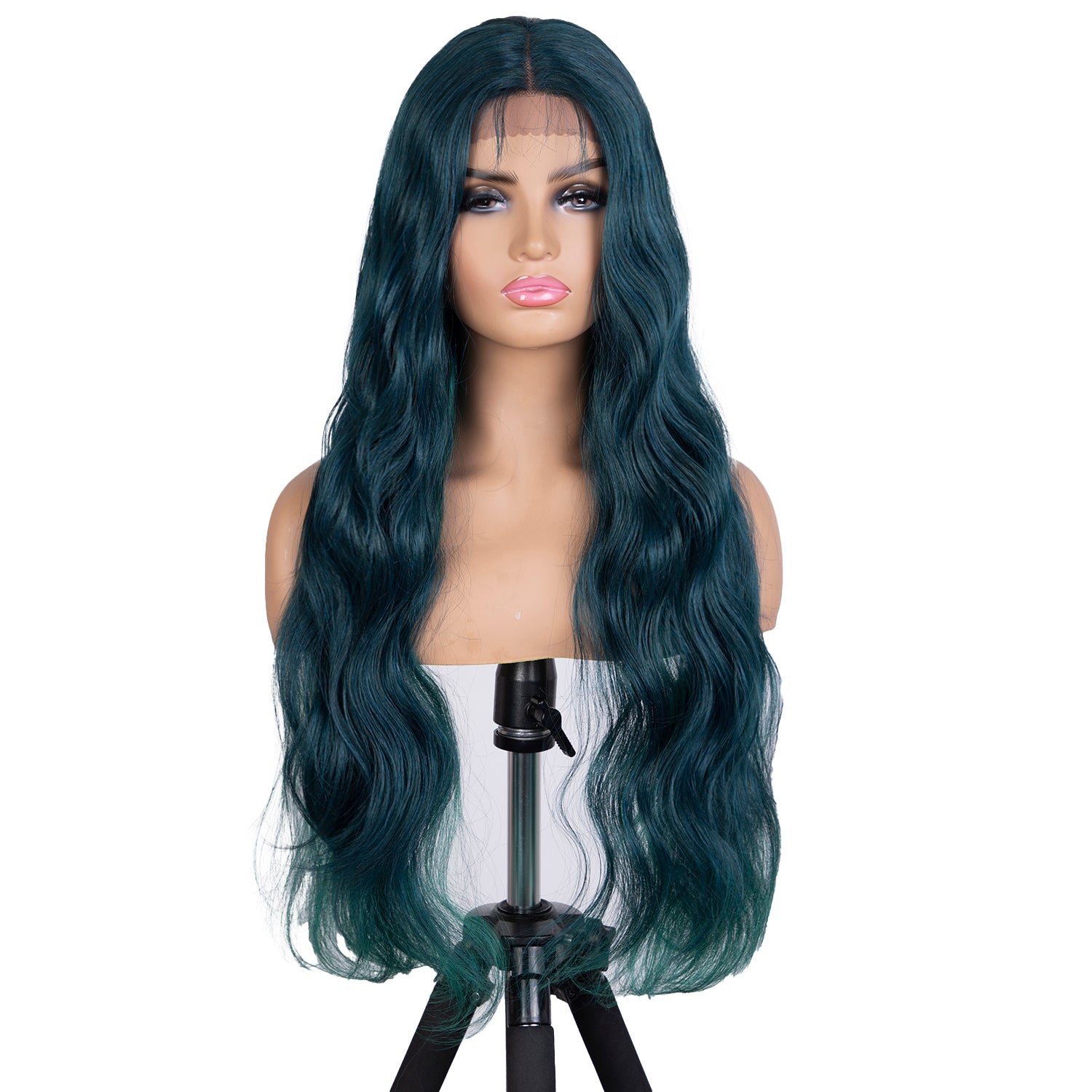 Designer Pick 28 Inch Long 5 Inch Lace Part Front Blue Color Synthetic Wig