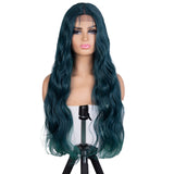 Designer Pick 28 Inch Long 5 Inch Lace Part Front Blue Color Synthetic Wig