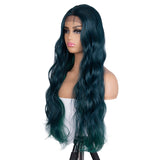 Designer Pick 28 Inch Long 5 Inch Lace Part Front Blue Color Synthetic Wig