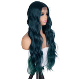 Designer Pick 28 Inch Long 5 Inch Lace Part Front Blue Color Synthetic Wig