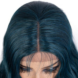Designer Pick 31 Inch Long 5 Inch Lace Part Green Color Synthetic Wig