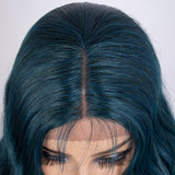 Designer Pick 28 Inch Long 5 Inch Lace Part Front Blue Color Synthetic Wig