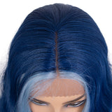 Designer Pick 28 Inch Long 5 Inch Lace Part Front Faceframe Blue Color Synthetic Wig