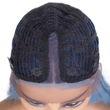 Designer Pick 28 Inch Long 5 Inch Lace Part Front Faceframe Blue Color Synthetic Wig