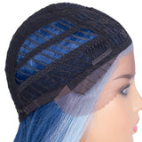 Designer Pick 28 Inch Long 5 Inch Lace Part Front Faceframe Blue Color Synthetic Wig
