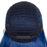 Designer Pick 28 Inch Long 5 Inch Lace Part Front Faceframe Blue Color Synthetic Wig