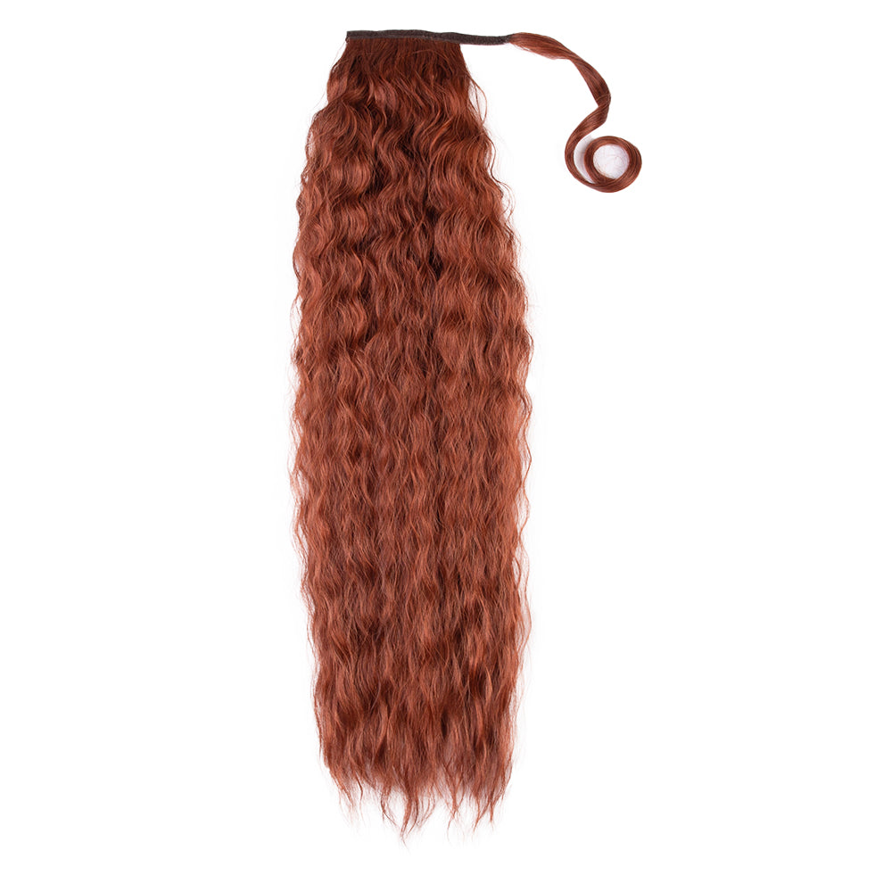 31 Inch Straight Curly Clip Curly Drawstring Ponytail Red Color pony tail 2 Pieces/Pack