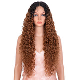 26 Inch Curly Wave Middle Part Lace Frontal Wig Orange Color Wig