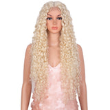 26 Inch Curly Wave Middle Part Lace Frontal Wig Orange Color Wig