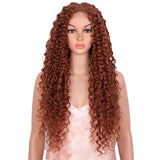 26 Inch Curly Wave Middle Part Lace Frontal Wig Orange Color Wig