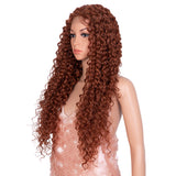 26 Inch Curly Wave Middle Part Lace Frontal Wig Orange Color Wig
