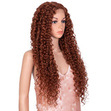 26 Inch Curly Wave Middle Part Lace Frontal Wig Orange Color Wig