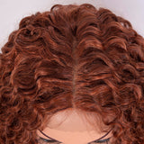26 Inch Curly Wave Middle Part Lace Frontal Wig Orange Color Wig