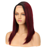NOBLE Human Hair Lace Front Wig | 19 Inch Lob Straight Hair | Ombre Red | F Jennifer - Noblehair
