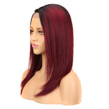 NOBLE Human Hair Lace Front Wig | 19 Inch Lob Straight Hair | Ombre Red | F Jennifer - Noblehair
