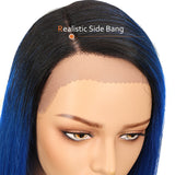 NOBLE Human Hair Lace Front Wig | 19 Inch Lob Straight Hair | Ombre Blue | F Jennifer - Noblehair