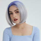 4*4 Lace Frontal Bob Ombre Silver Color Straight Shoulder Length Blunt Cut Wig | JULIE