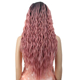 NOBLE Synthetic Lace Front Wigs For Women | 27 Inch Curly Wave Coral Pink Wig | Jully - Noblehair
