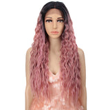 NOBLE Synthetic Lace Front Wigs For Women | 27 Inch Curly Wave Coral Pink Wig | Jully - Noblehair