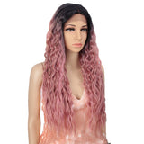 NOBLE Synthetic Lace Front Wigs For Women | 27 Inch Curly Wave Coral Pink Wig | Jully - Noblehair
