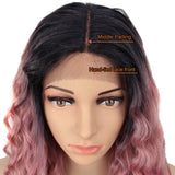 NOBLE Synthetic Lace Front Wigs For Women | 27 Inch Curly Wave Coral Pink Wig | Jully - Noblehair