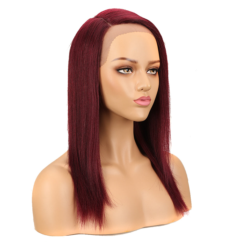 NOBLE Human Hair Lace Front Wig | 19 Inch Lob Straight Hair | Red | F Jennifer - Noblehair