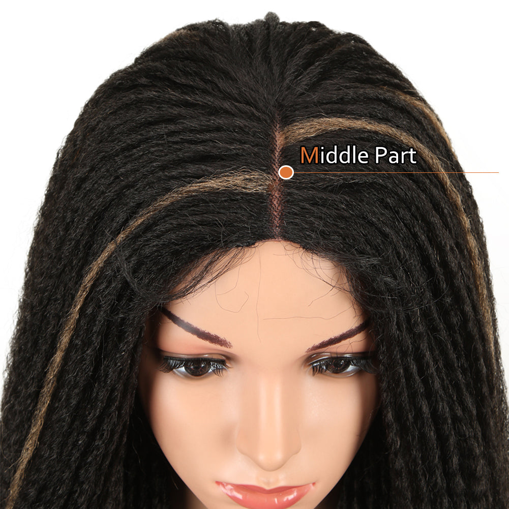 NOBLE Synthetic Lace Wig | 26 Inch Natural Faux Locs Highlight Blonde Wig | Kate - Noblehair