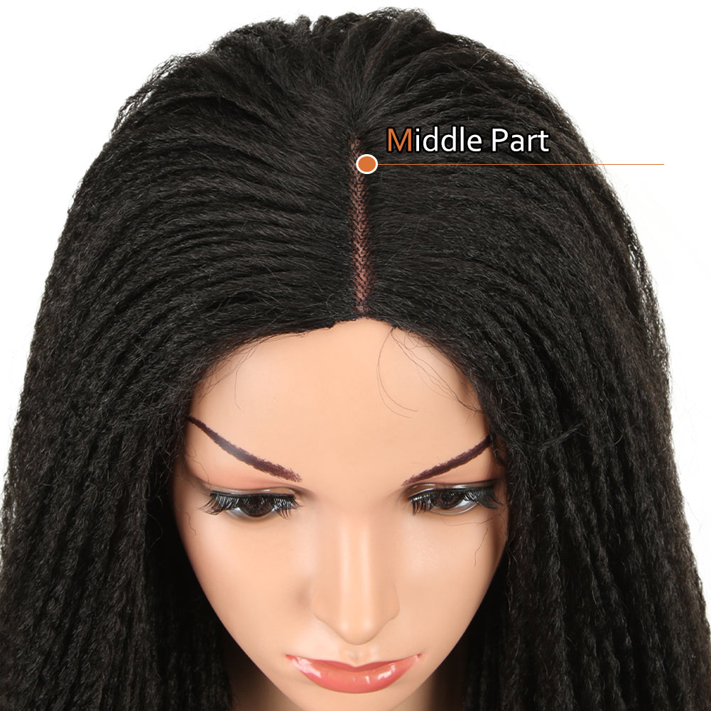 NOBLE Synthetic Lace Front Wigs | 26 Inch Natural Faux Locs Dark Brown Wig | Kate - Noblehair