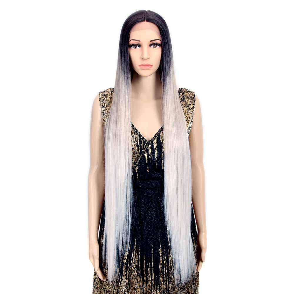 NOBLE Synthetic Lace Front Wigs | 38 inch Super Long Straight Lace Wig Preplucked | Ombre Brown  Wig - Noblehair