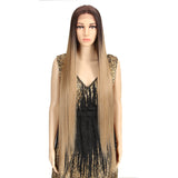 NOBLE Synthetic Lace Front Wigs | 38 inch Super Long Straight Lace Wig | Ombre Brown Wig - Noblehair