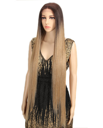 NOBLE Synthetic Lace Front Wigs | 38 inch Super Long Straight Lace Wig | Ombre Brown Wig - Noblehair