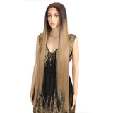 NOBLE Synthetic Lace Front Wigs | 38 inch Super Long Straight Lace Wig | Ombre Brown Wig - Noblehair