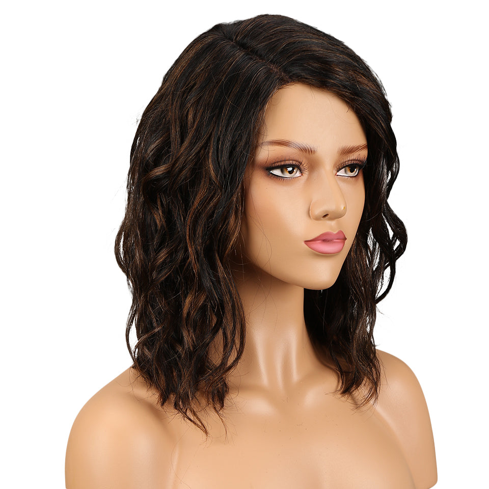 NOBLE Human Hair Lace Wig | 14 Inch Curly Bob | Mixed Color | Christy - Noblehair