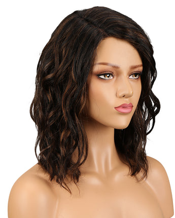 NOBLE Human Hair Lace Wig | 14 Inch Curly Bob | Mixed Color | Christy - Noblehair