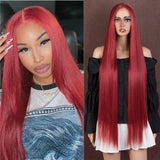 38 inch Super Long Straight Lace Wig | Preplucked Lace Front Straight Wigs | Red Wig | noble