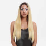 NOBLE Quinn 4*4 Synthetic Lace Wigs丨27 Inch Long Straight Wig like human hair丨Ombre Blonde - Noblehair