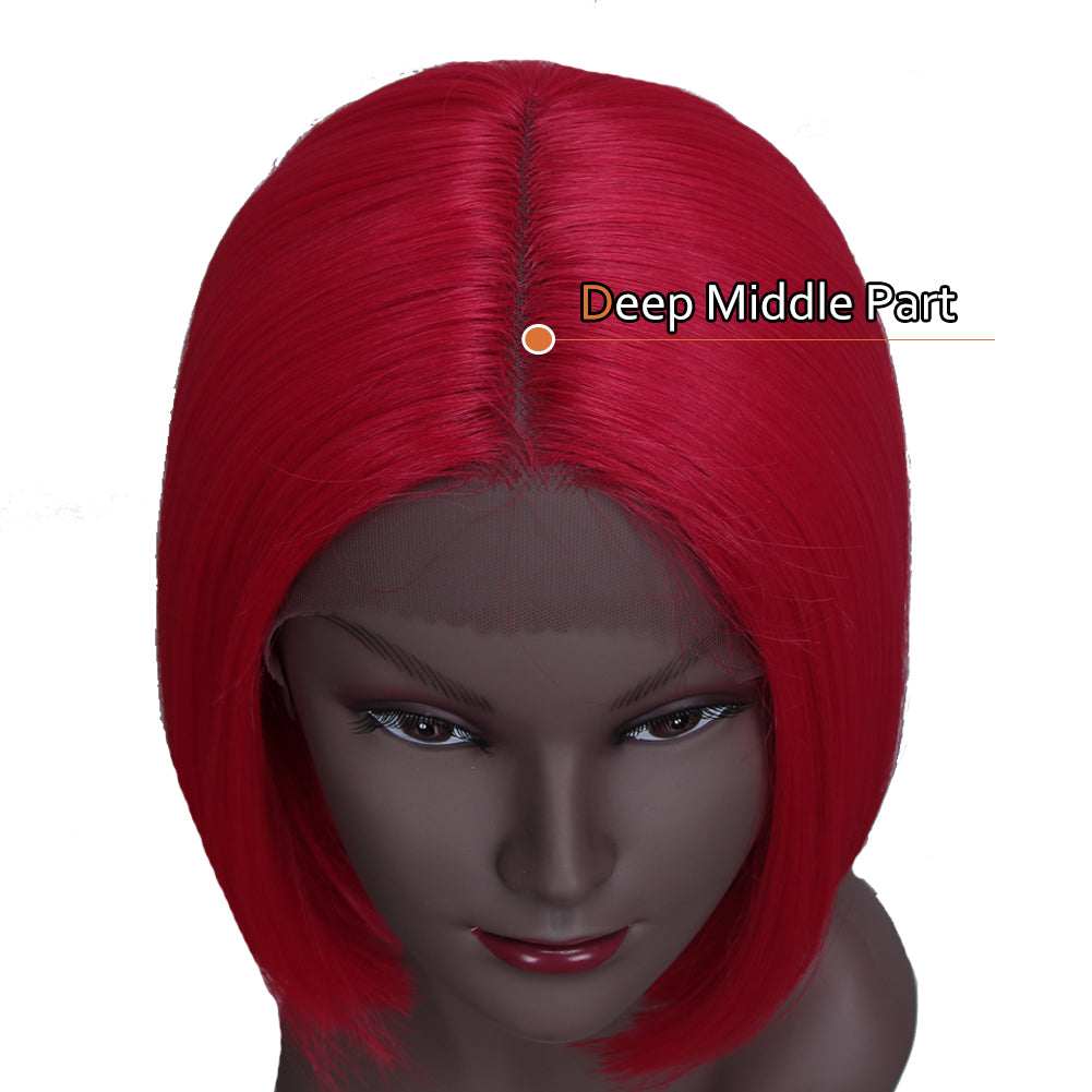 NOBLE Synthetic Lace Front Wig | 11 Inch  Colorful Bob | Flame Scarlet | L Alia - Noblehair
