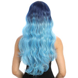 NOBLE Synthetic Lace Front Wigs For Women | 29 Inch Long Wave Dreamy Blue Wig | Samira - Noblehair