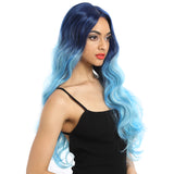 NOBLE Synthetic Lace Front Wigs For Women | 29 Inch Long Wave Dreamy Blue Wig | Samira - Noblehair