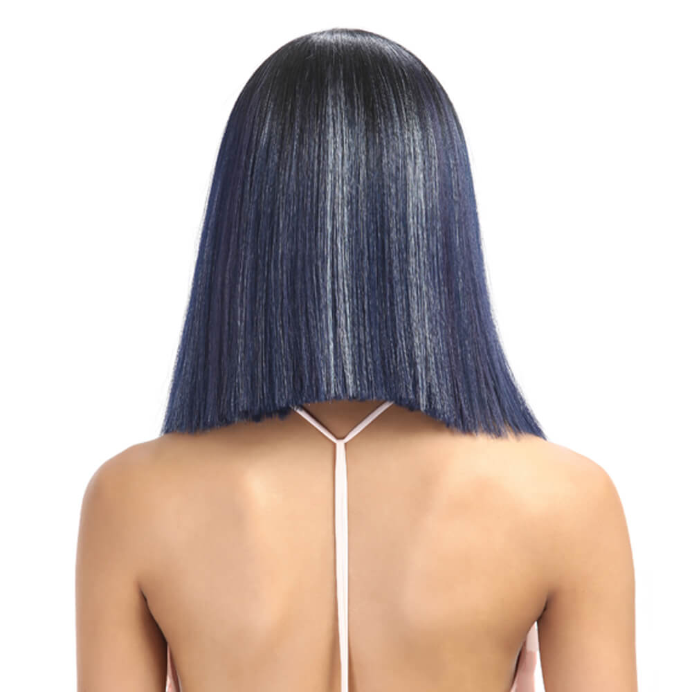 NOBLE Shakia Synthetic Lace Front Wigs 14 Inch Middle Part Over Shoulder Blunt Cut Bob wig丨Mixed Blue - Noblehair