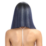 NOBLE Shakia Synthetic Lace Front Wigs 14 Inch Middle Part Over Shoulder Blunt Cut Bob wig丨Mixed Blue - Noblehair