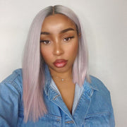 13.5 Inch Blunt Cut Bob Lace Front Wig | Pastel Pink| Shakia