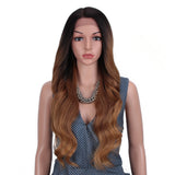 NOBLE Wilma Synthetic 13*4 Lace Frontal Wigs With Baby Hair丨27 Inch Long Wavy Wig丨Ombre Blonde