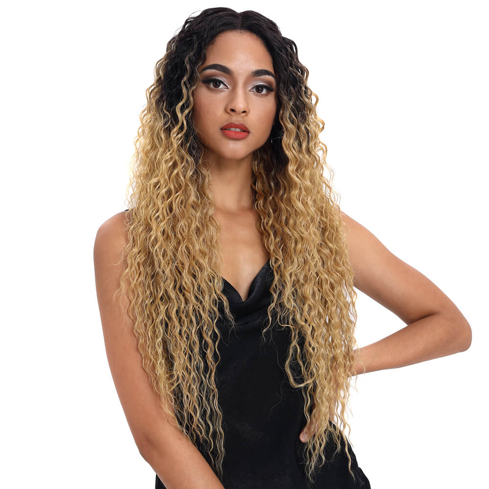 NOBLE Kelly Synthetic Lace Front Wig丨31 Inch Energetic Spring Small Curly Wig丨Ombre blond - Noblehair