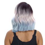 NOBLE Synthetic Lace Front Wig | 14.5 Inch Short Wavy Bob | Ombre Blue | Shelia - Noblehair
