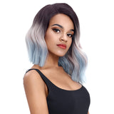 NOBLE Synthetic Lace Front Wig | 14.5 Inch Short Wavy Bob | Ombre Blue | Shelia - Noblehair
