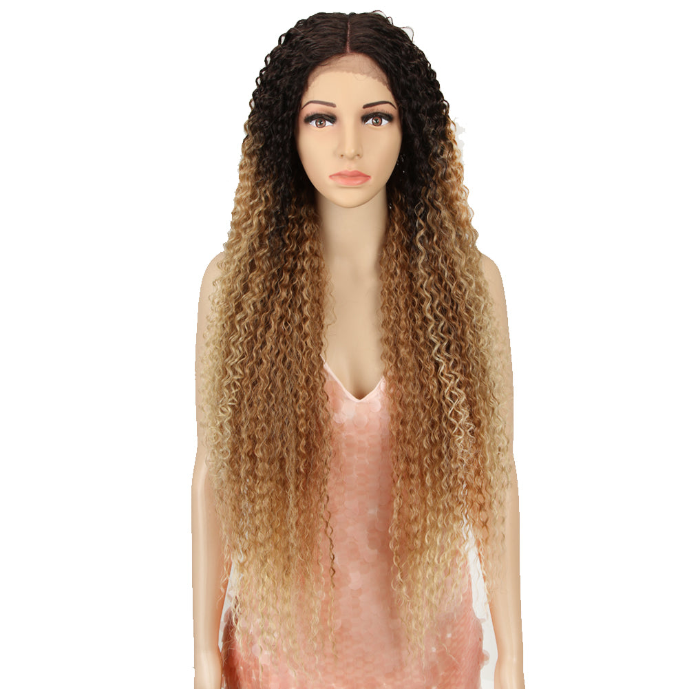 NOBLE Synthetic Lace Front Wig |  38 Inch Long Naturally Curly | Ombre Blonde | Super L-Curl - Noblehair