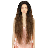 NOBLE Synthetic Lace Front Wig |  38 Inch Long Naturally Curly | Ombre Brown | Super L-Curl - Noblehair