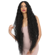 41 Inch Super Long Wavy Black Synthetic  Wig | NOBLE Bohemian Synthetic  Water Wave Long Kinky Straight Curly Wavy Lace Front Wigs